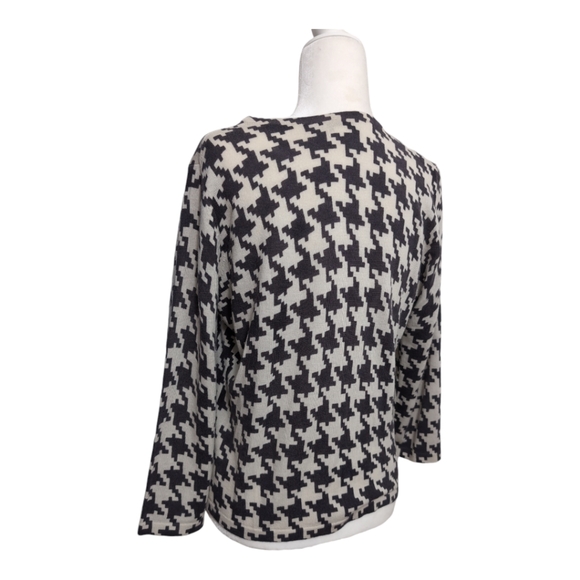 Garnet Hill sweater black and white‎ button down large Merino wool argyle - Picture 3 of 7